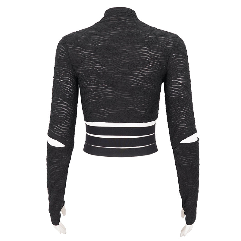 Langarm Crop Top mit Ellbogen-Cut-Outs und Daumenlöchern