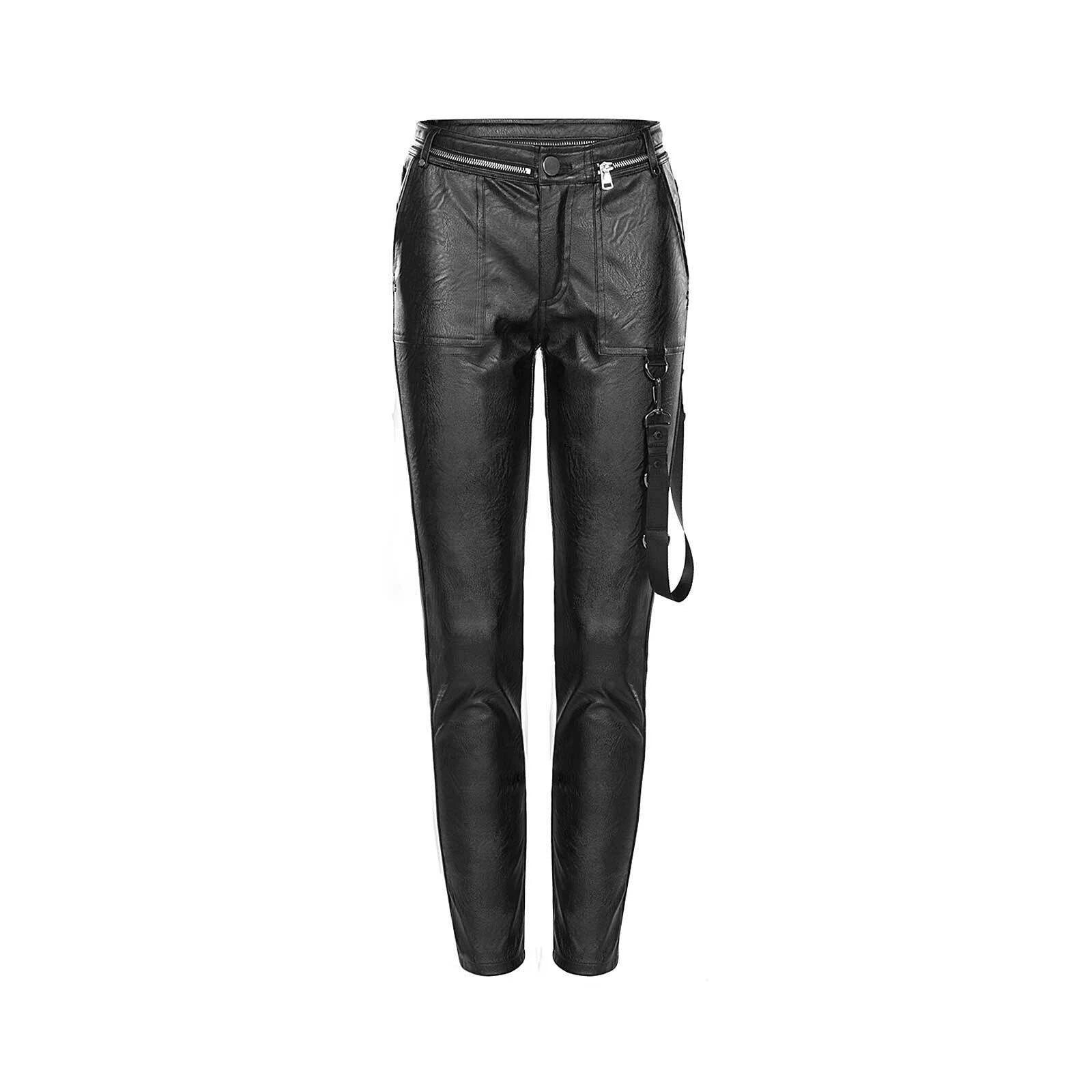 Punk Rave Damen Kunstleder-Riemenhose mit D-Ringen