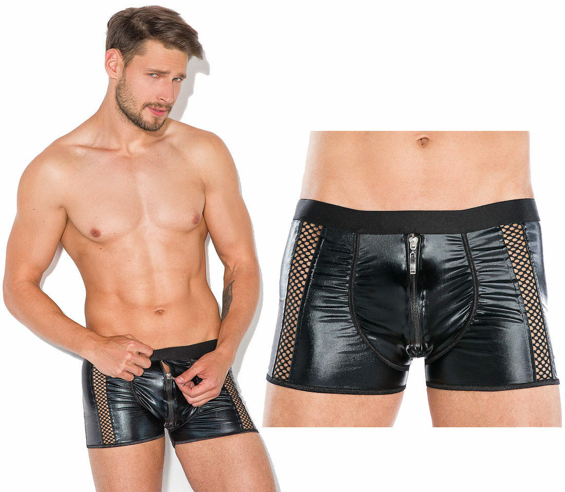 Andalea Extravagante Wetlook Herren-Boxershorts mit Reißverschluss & Netz