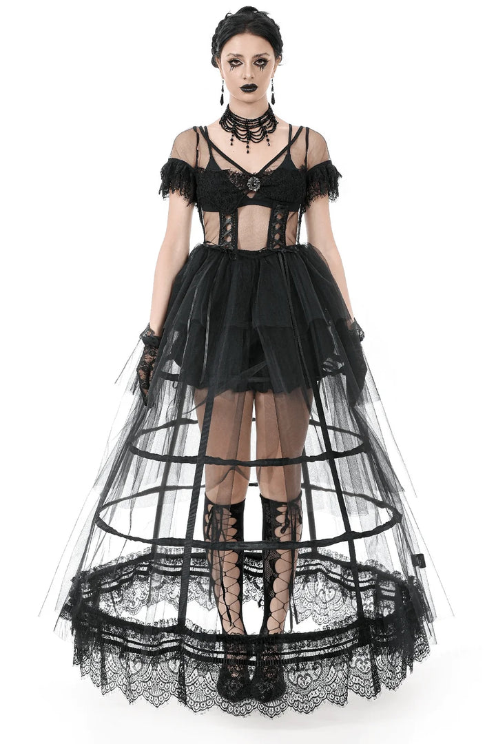 Dark in Love Whispering Shadows Gothic Mesh-Maxikleid Schwarz