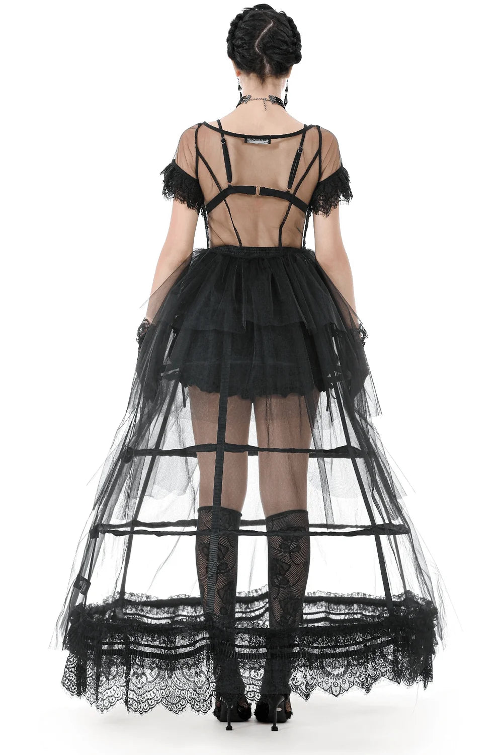 Dark in Love Whispering Shadows Gothic Mesh-Maxikleid Schwarz