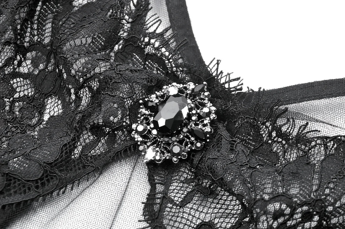 Dark in Love Whispering Shadows Gothic Mesh-Maxikleid Schwarz