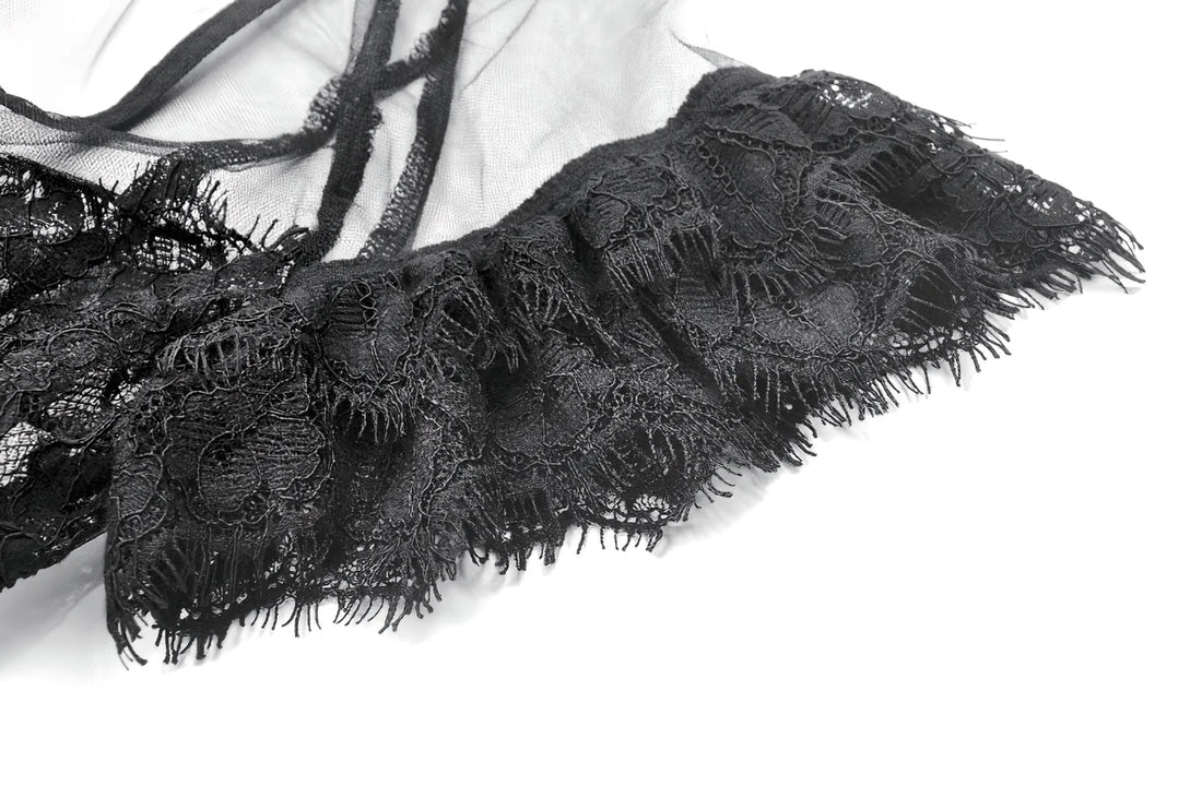 Dark in Love Whispering Shadows Gothic Mesh-Maxikleid Schwarz