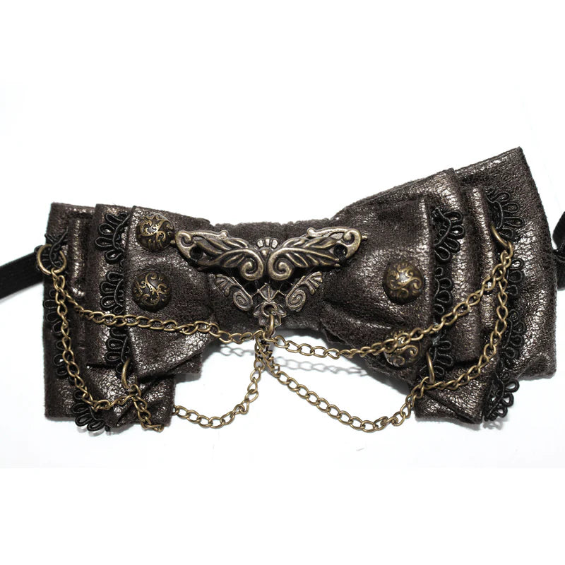 Devil Fashion – Steampunk Fliege „Chronos Relic Bow“ in Braun aus Lederimitat
