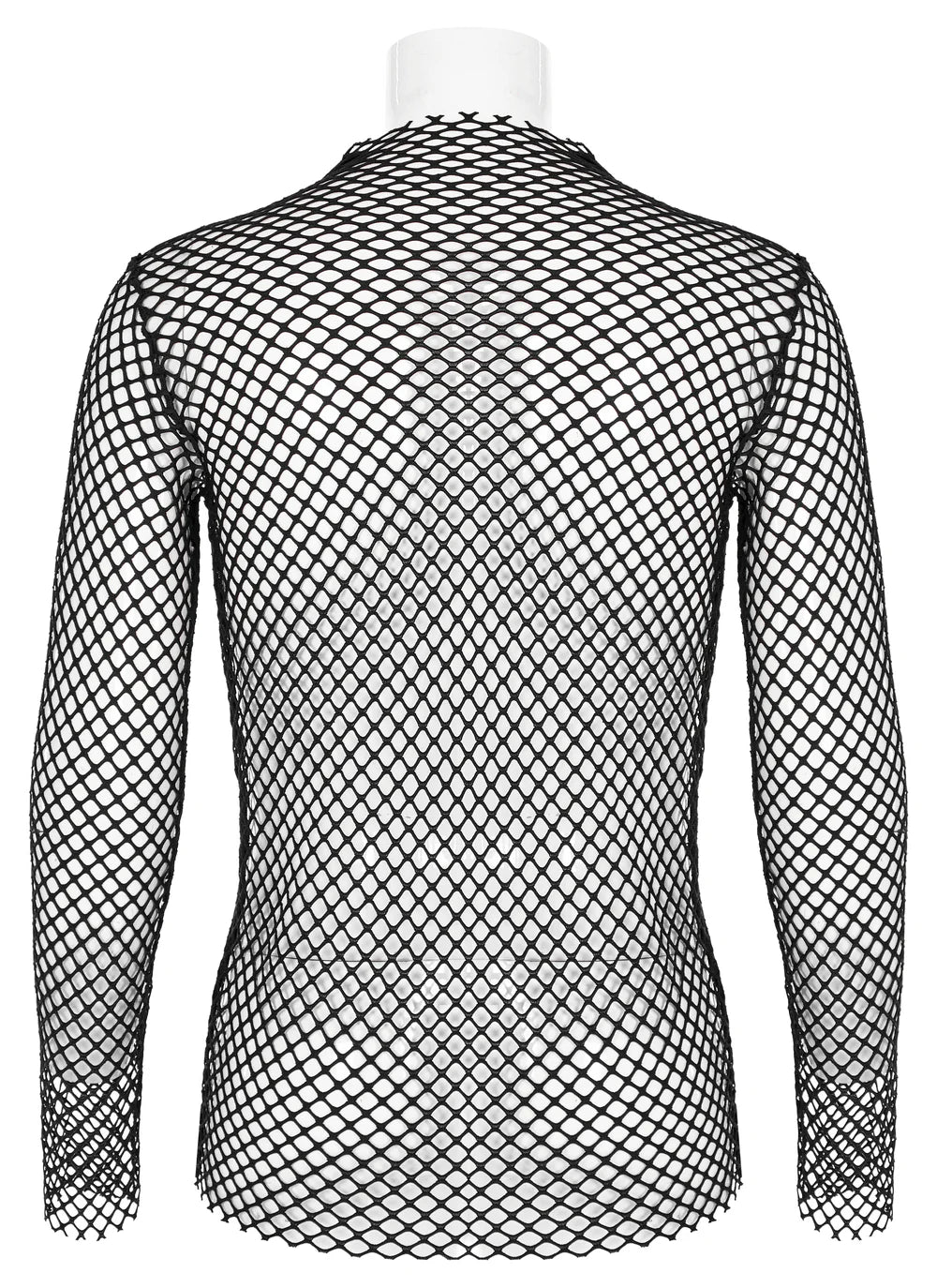 PUNK RAVE Fishnet Longsleeve - Coarse Men's Mesh Shirt with Stud Details Black