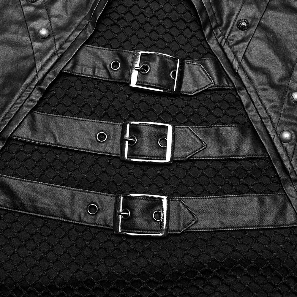 Punk Rave - "The Punisher" Post-Apocalyptic Faux Leather Mesh Top 