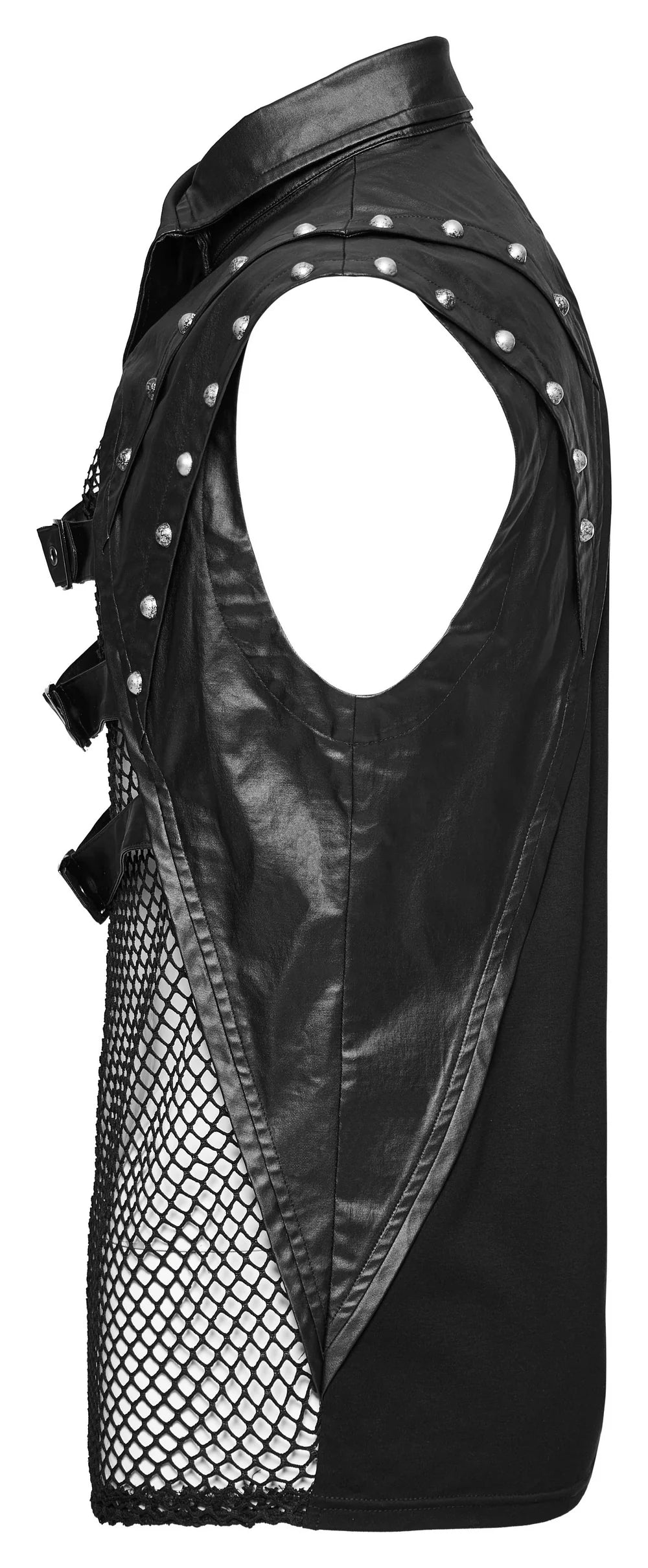 Punk Rave - "The Punisher" Post-Apocalyptic Faux Leather Mesh Top 