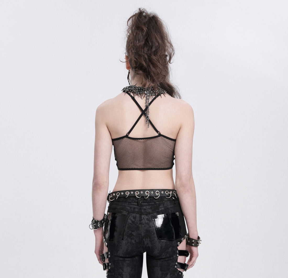 Devil Fashion – Reptilien-Look Crop Top „Cyber Serpent Hex“ mit Pentagramm