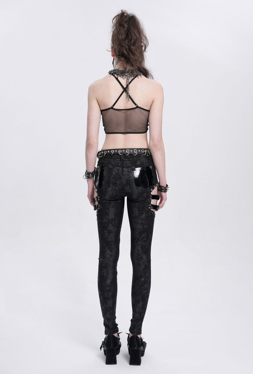 Devil Fashion – Reptilien-Look Crop Top „Cyber Serpent Hex“ mit Pentagramm