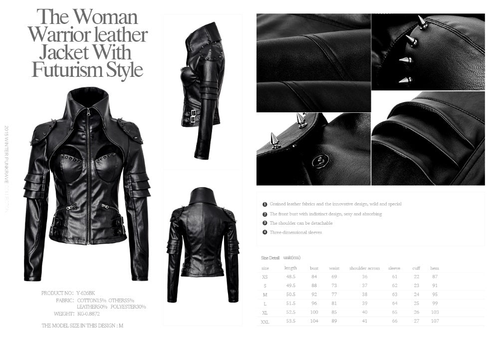 Punk Rave – Gothic Fetish Jacke „Velvet Steel“ aus veganem Leder